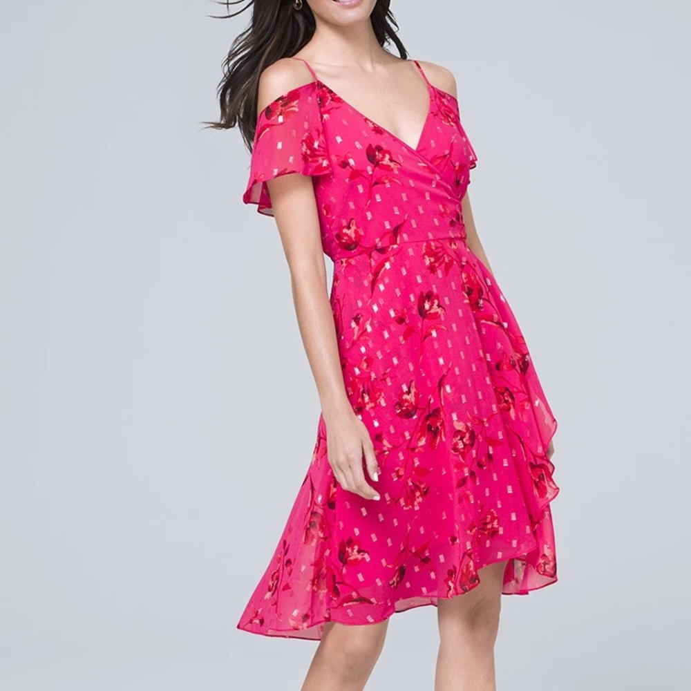 NWT WHBM Pink Floral Fluttery Printed Dress
